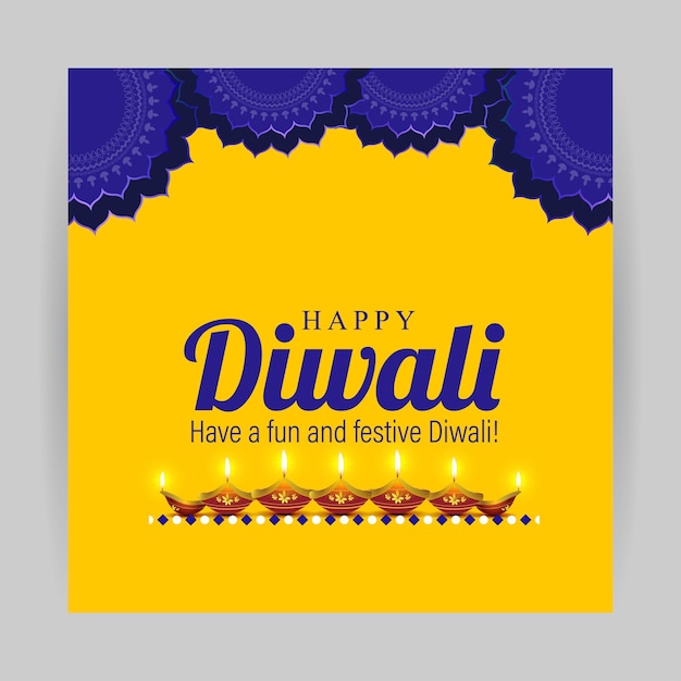 Vektorillustration der Happy Diwali-Social-Media-Feed-Vorlage