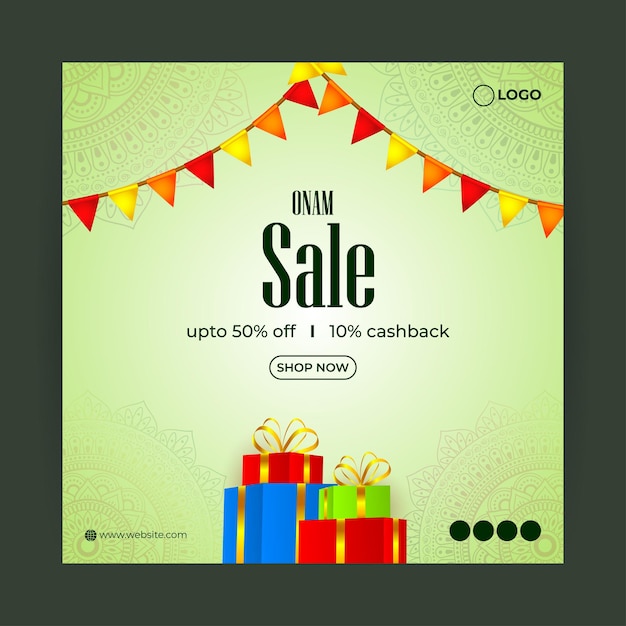 Vektorillustration der happy onam sale social-media-story-feed-mockup-vorlage