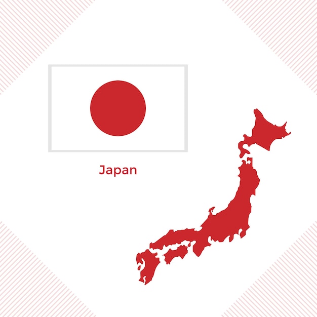 Vektor vektorillustration der japanischen flagge und karte