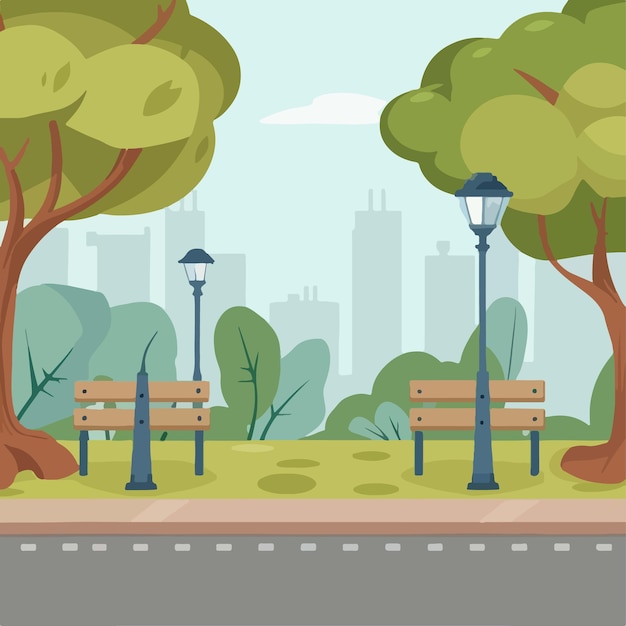 Vektorillustration der Landschaft des Außenparks