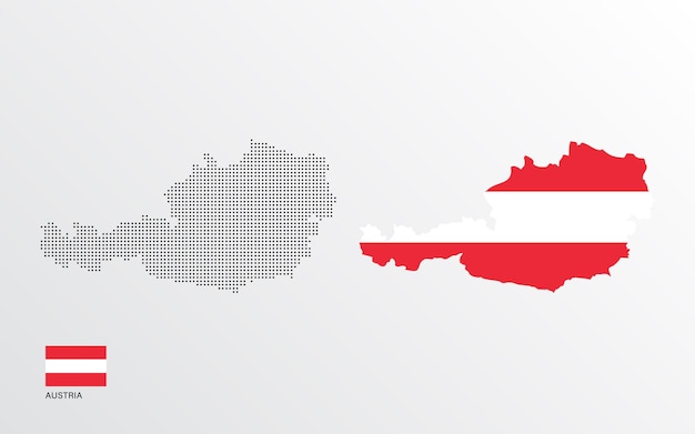 Vektorillustration der Österreich-Karte mit Flagge