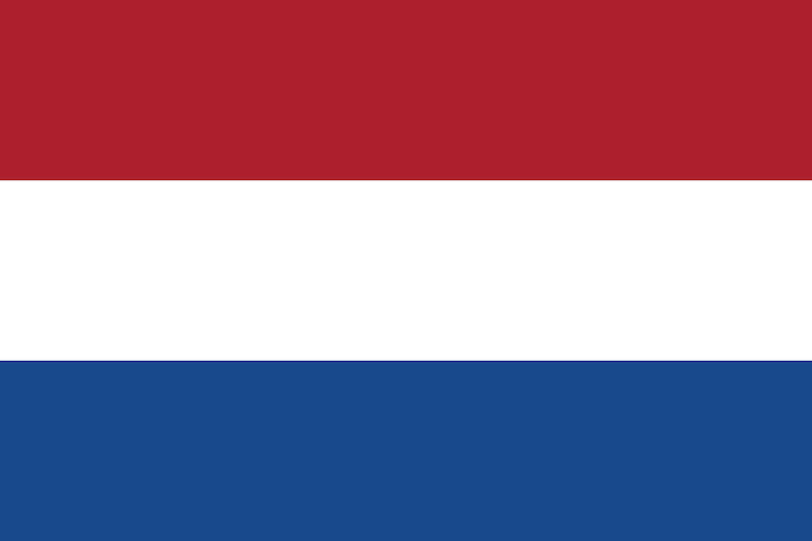 Vektor vektorillustration der offiziellen größe und farbstandards der niederländischen flagge