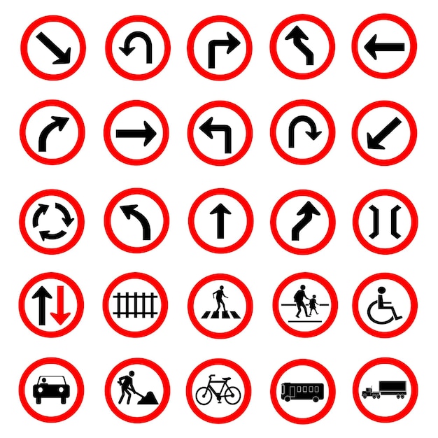 Vektorillustration der roten Verkehrszeichensammlung des Kreises