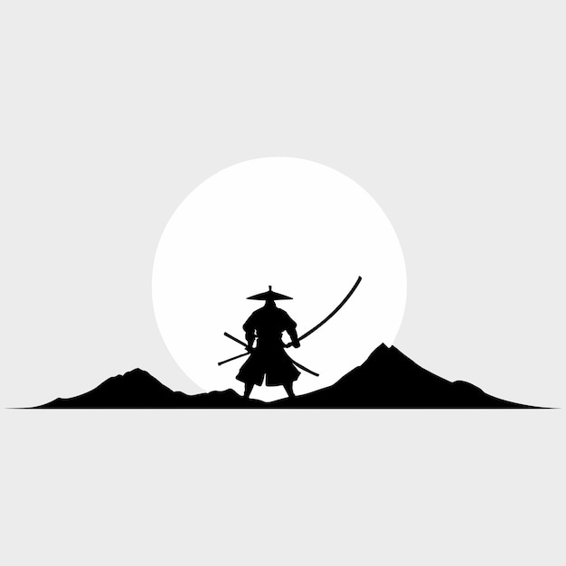 Vektor vektorillustration der samurai-silhouette