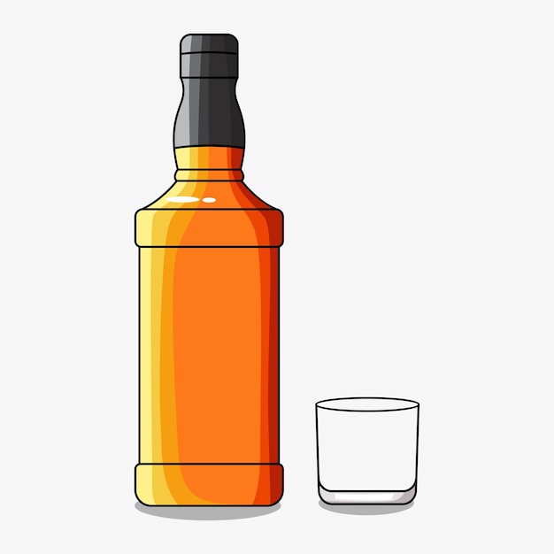 Vektorillustration der Schnapsbierflasche mit Glas