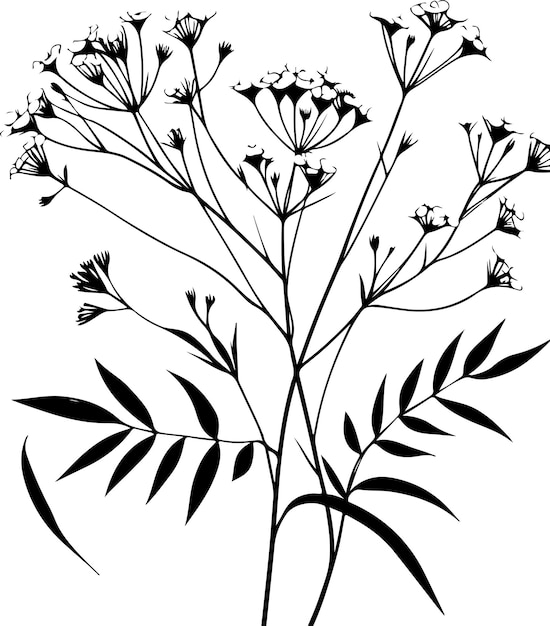 Vektorillustration der schwarzen Umrisse der Nelkenblume
