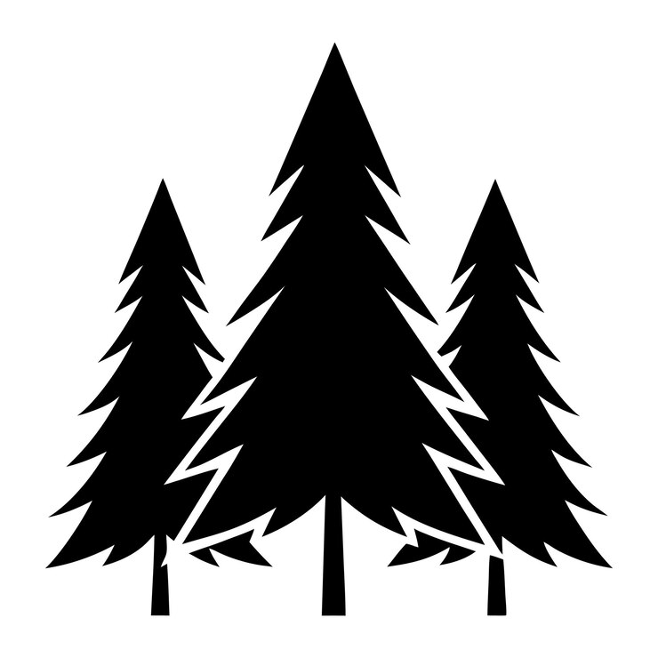 Vektor vektorillustration der silhouette eines bergbaums
