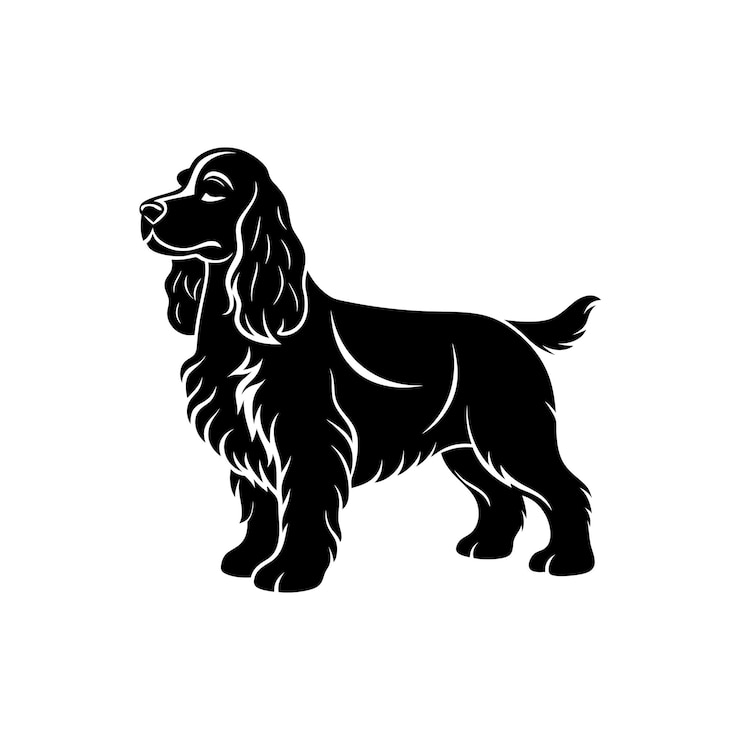 Vektor vektorillustration der silhouette eines cocker spaniels