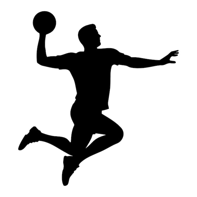 Vektorillustration der silhouette eines handballspielers