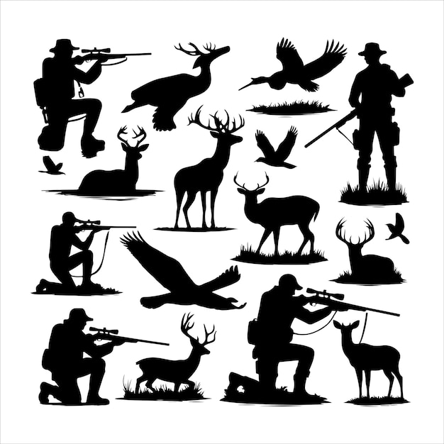 Vektorillustration der Silhouetten eines Jagdmenschen