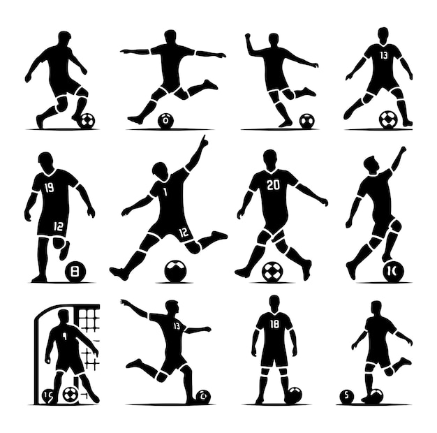 Vektorillustration der silhouetten von fußballspielern