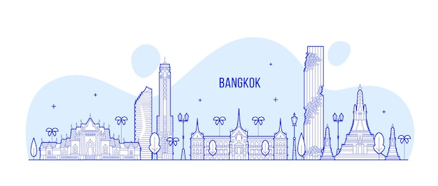 Vektor vektorillustration der skyline von bangkok in thailand