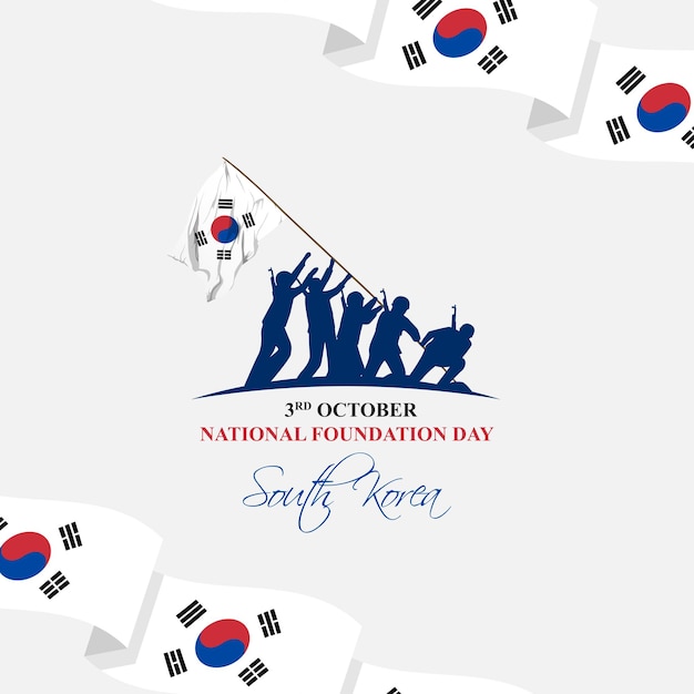 Vektor vektorillustration der social-media-feed-vorlage des korea national foundation day