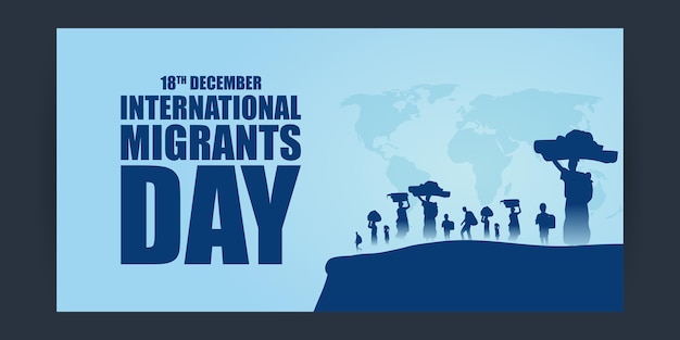 Vektorillustration der social-media-feed-vorlage für den internationalen migrantentag