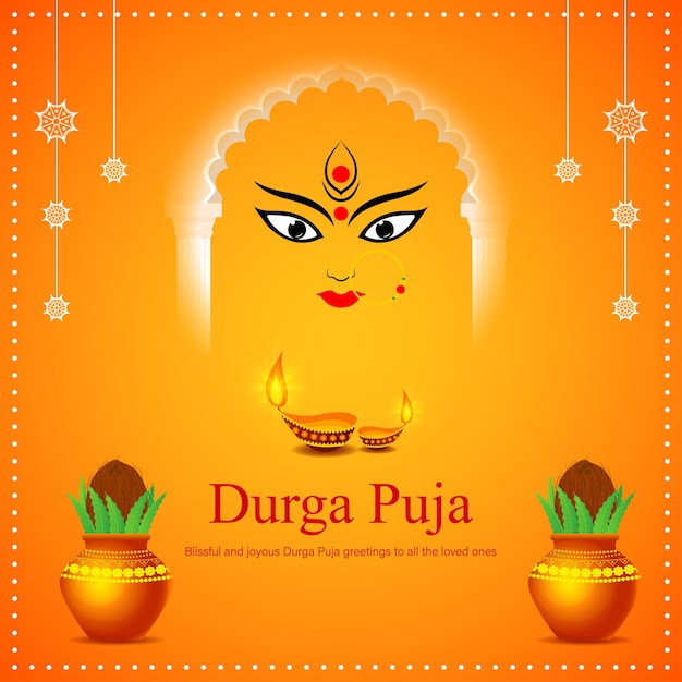 Vektorillustration der Social-Media-Feed-Vorlage „Happy Durga Puja“.