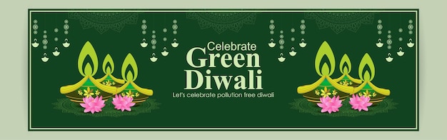 Vektorillustration der Social-Media-Feed-Vorlage „Happy Green Diwali“.