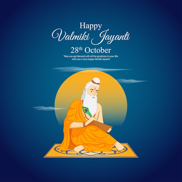 Vektor vektorillustration der social-media-feed-vorlage „happy valmiki jayanti“.