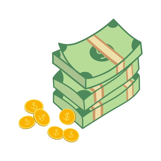 Vektorillustration der US-Dollar-Währung Dollar Geld Bargeld-Symbol Kasse Geld Zahlung dol