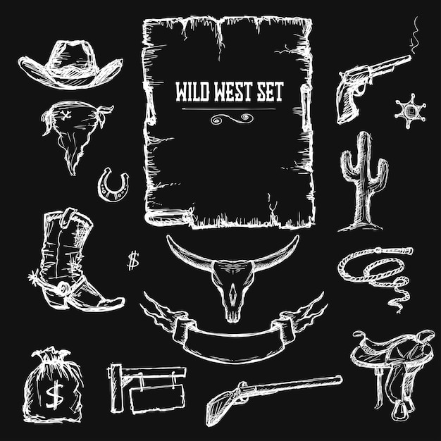 Vektorillustration der Wild West Set Collection