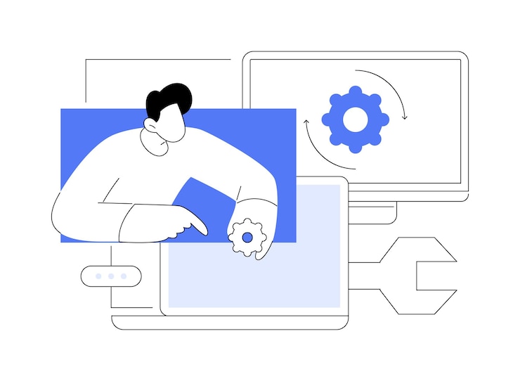 Vektor vektorillustration des abstrakten konzepts des computerdienstes