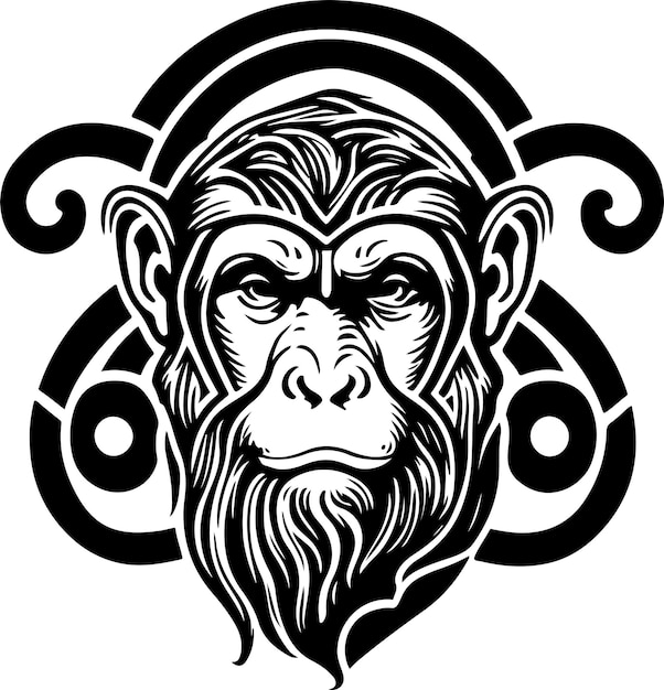 Vektorillustration des Affenkopfes mit Ornament. Vektor-Illustration