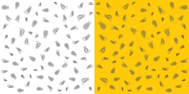 Vektorillustration des Ananasgekritzelmusters auf Hintergrund zwei für Netz und Druck