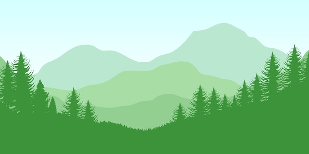 Vektorillustration des Bergpanoramas, ruhige Landschaft