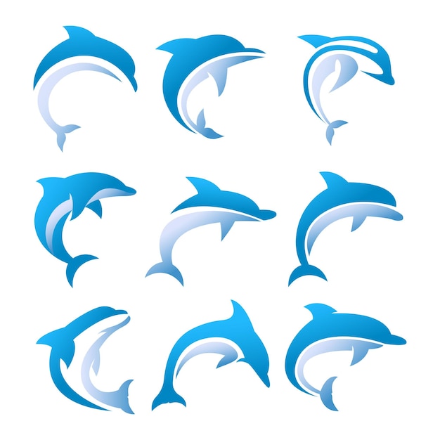 Vektorillustration des Blue Gradient Dolphin-Logos