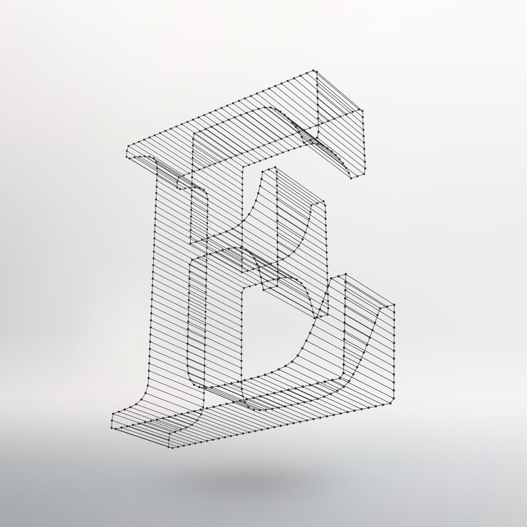 Vektor vektorillustration des buchstaben l auf weißem hintergrund. schriftarten von mesh polygonal. wire frame kontur alphabete.