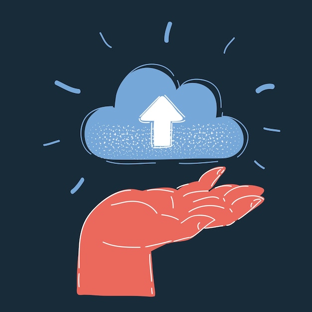 Vektorillustration des Cloud-Downloads auf dunklem Hintergrund