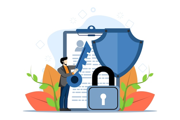 Vektorillustration des Datenschutzkonzepts zum Schutz von Daten vor Datendiebstahl-Malware