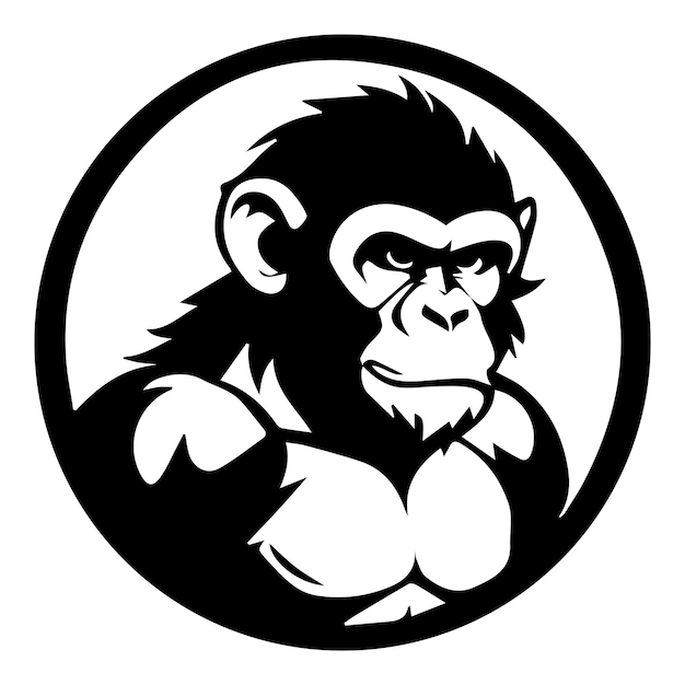 Vektorillustration des ikonischen logos des wilden affen
