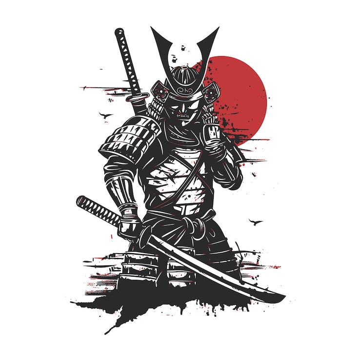 Vektor vektorillustration des japanischen samurai-helms, isoliert auf weißem hintergrund