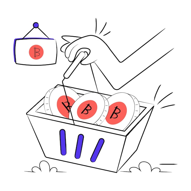 Vektorillustration des kaufs von bitcoins