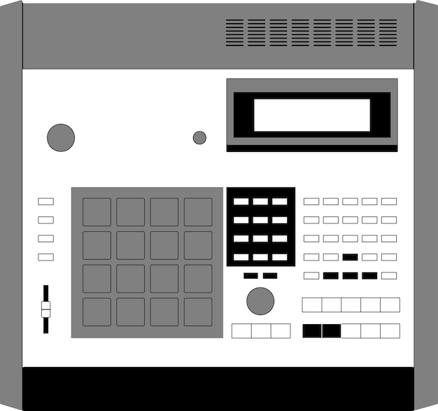 Vektorillustration des klassischen MIDI Production Center-Samplers AKAI MPC 60 von Roger Linn