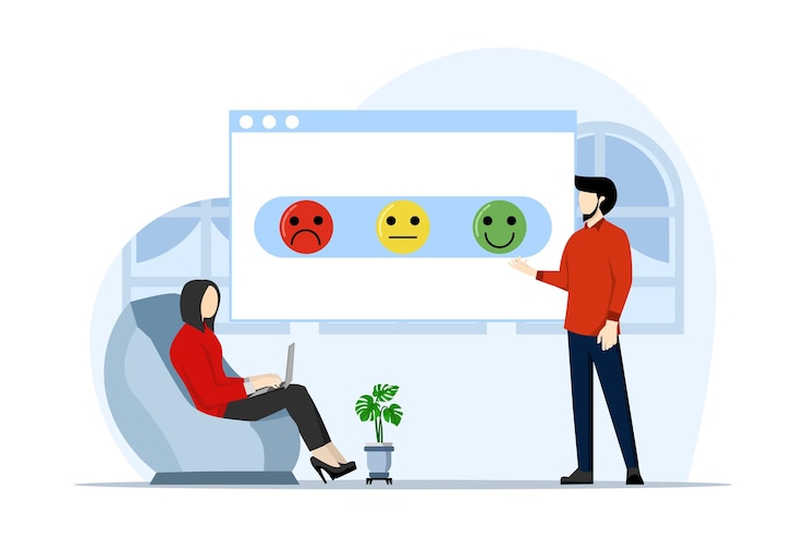 Vektor vektorillustration des konzepts der ratingskala und der kundenzufriedenheit in form von feedback