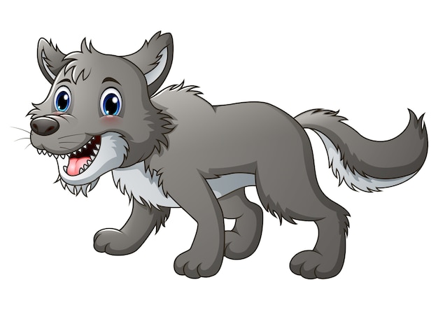 Vektorillustration des lächelnden wolfs karikatur