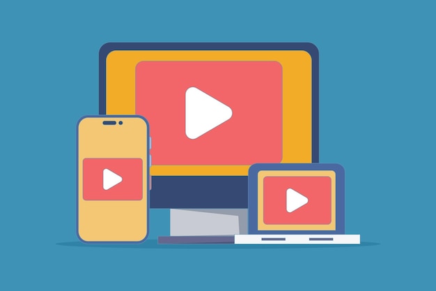 Vektorillustration des Live-Video-Streaming-Konzepts oder Spielen Sie Video online oder sehen Sie sich Live-Video an