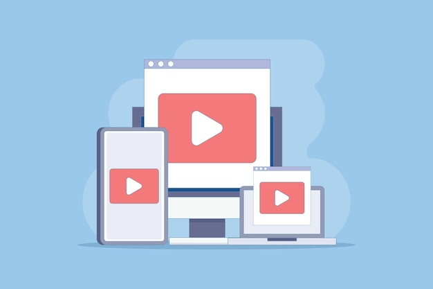 Vektorillustration des Live-Video-Streaming-Konzepts oder Spielen Sie Video online oder sehen Sie sich Live-Video an