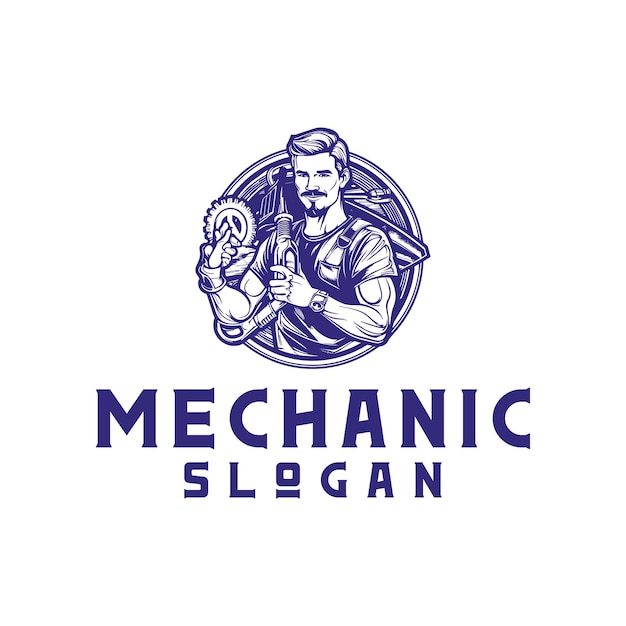 Vektor vektorillustration des mechanik-ingenieur-logos