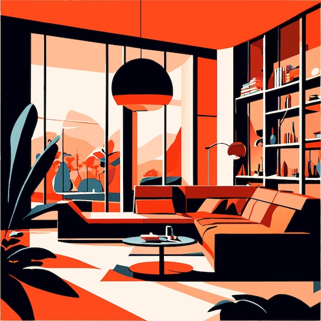 Vektorillustration des modernen wohnzimmer-innendesigns