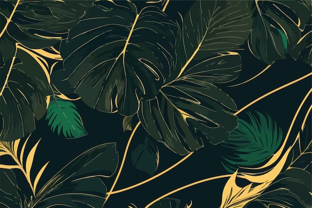 Vektorillustration des monstera-blattmusters, flaches 2d-design