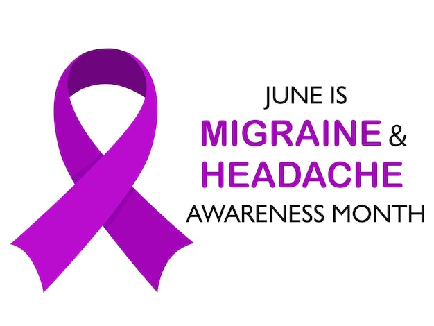 Vektorillustration des nationalen bewusstseinsmonats für migräne und kopfschmerzen, der jedes jahr im juni stattfindet