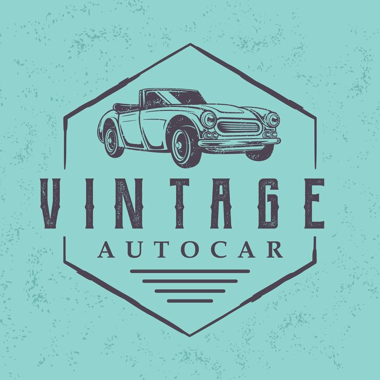 Vektorillustration des Retro-Autos im Vintage-Stil für klassische Logo-Vorlage