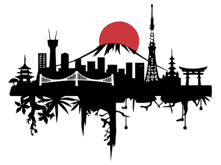 Vektor vektorillustration des stadtbilds von tokio, japan