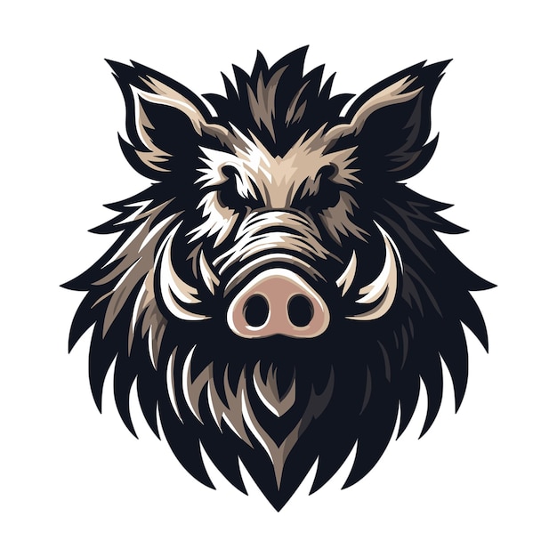 Vektor vektorillustration des wildschweinehauptes auf weißem hintergrund