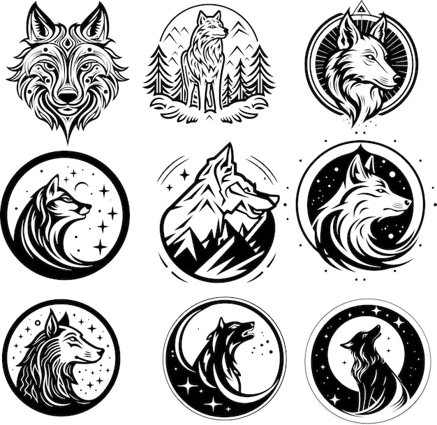 Vektorillustration des Wolfs-Silhouette-Logos