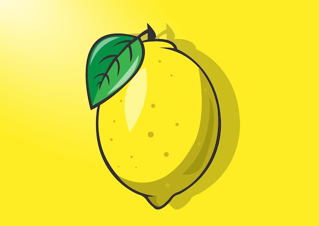 Vektorillustration einer gelben Zitrone mit Blatt