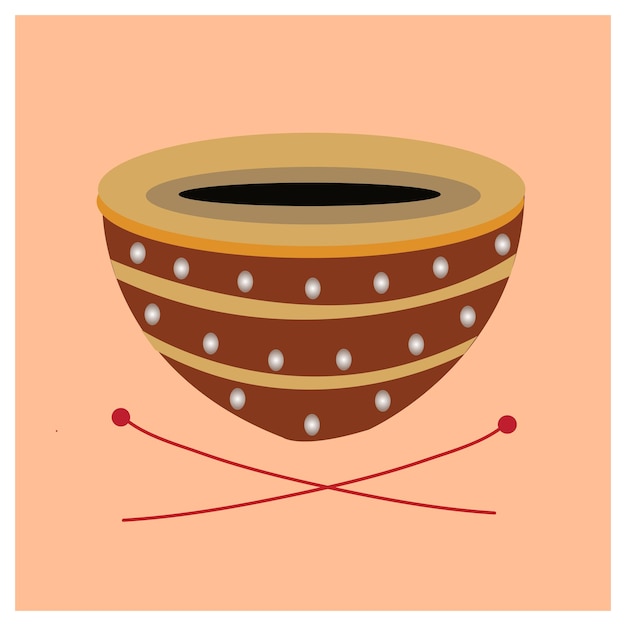 Vektorillustration einer hölzernen indischen Trommel oder Nagada für Volksmusik