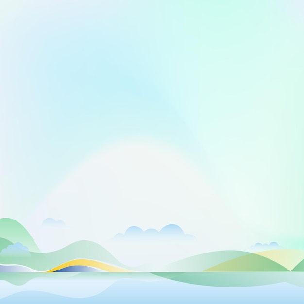 Vektorillustration einer landschaft mit meer und bergen im hintergrund